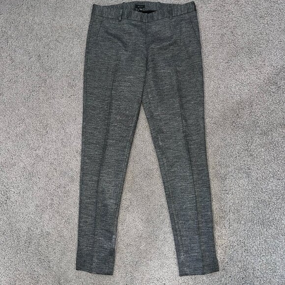 THEORY Black & Gray Space Dye Straight Leg Slit Hem Slacks Trouser Pants -EUC -8 - Picture 1 of 13